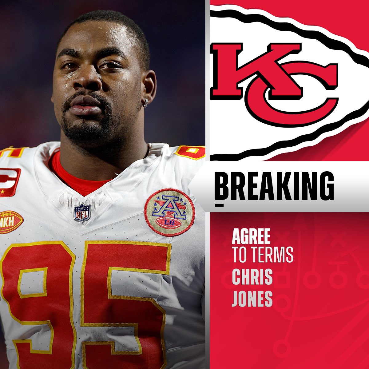 Chiefs, DT Chris Jones agree to five-year deal with $95M guaranteed. (via @rapsheet)