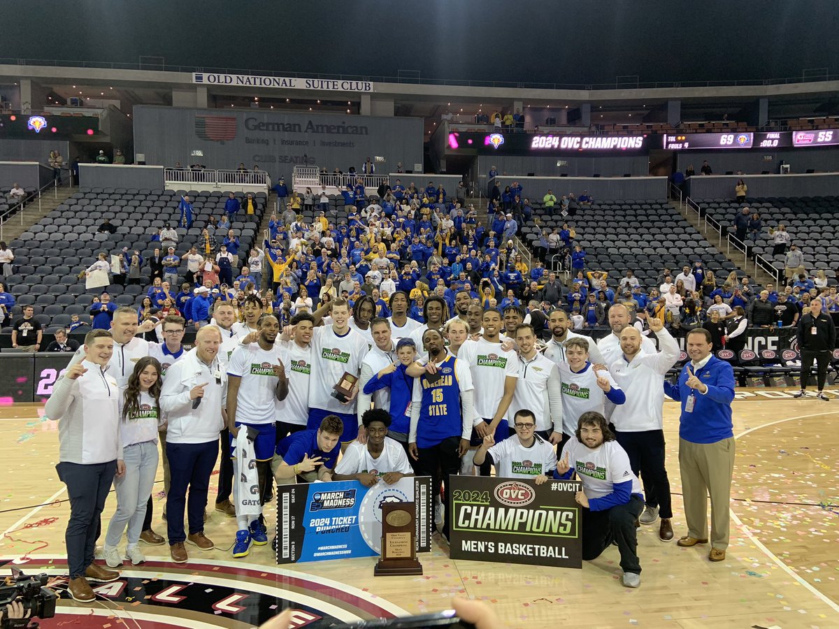 OVC CHAMPS! @msueaglesmbb punches the first @MarchMadnessMBB ticket! #SoarHigher