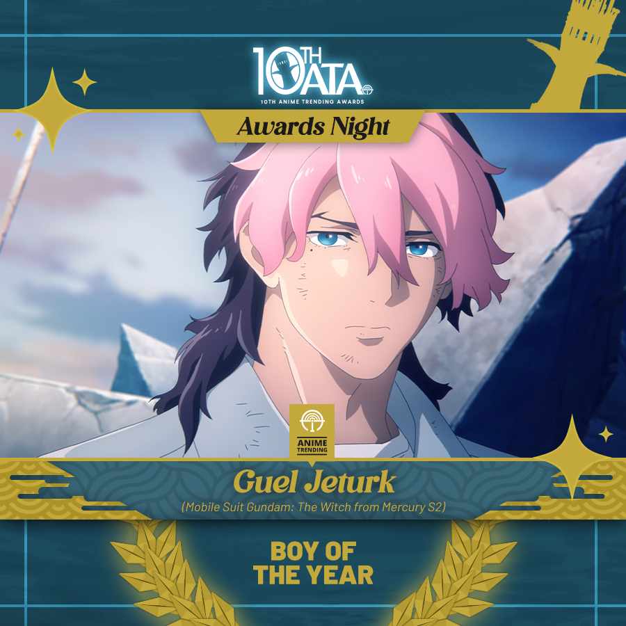 Congratulations to Guel Jeturk for winning BOY OF THE YEAR at #10thATA! Earlier tonight, Guel also won Best Supporting Boy. He wins both Supporting and Boy tonight. This is Mobile Suit Gundam: Witch from Mercury's third win tonight.