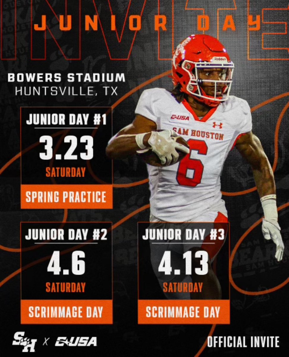 Thanks for the invite <a href="/BearkatsFB/">Sam Houston Football</a> @COACHJJ_SHSU <a href="/coach_ikeDL/">coach Ike</a>