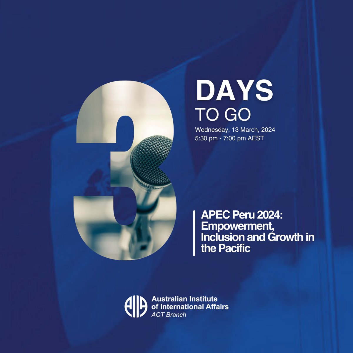 🚨3 DAYS LEFT UNTIL THE EVENT🚨 Register for tickets for our ‘APEC Peru 2024: Empowerment, Inclusion and Growth in the Pacific’ on the 13th of March! Register now ✅ ow.ly/objQ50QM71I