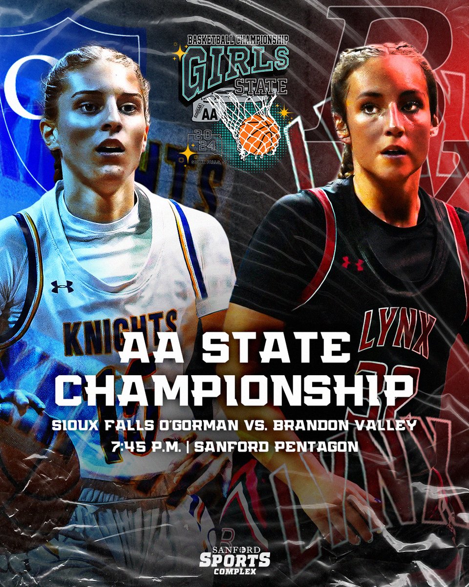 🕐 The countdown is on! 🕐

We'll see you on Heritage Court at 7:45 p.m. for the <a href="/SDHSAA/">SDHSAA</a> class AA girls basketball tourney conclusion as <a href="/OGLadyKBball/">O'G Knights Girls Basketball</a> battles <a href="/BVLynxGBB/">Brandon Valley Girls Hoops</a> for the championship! 🏆

Tickets &amp; streaming info at: bit.ly/49HQwkP

#SanfordSports #SDHoops24