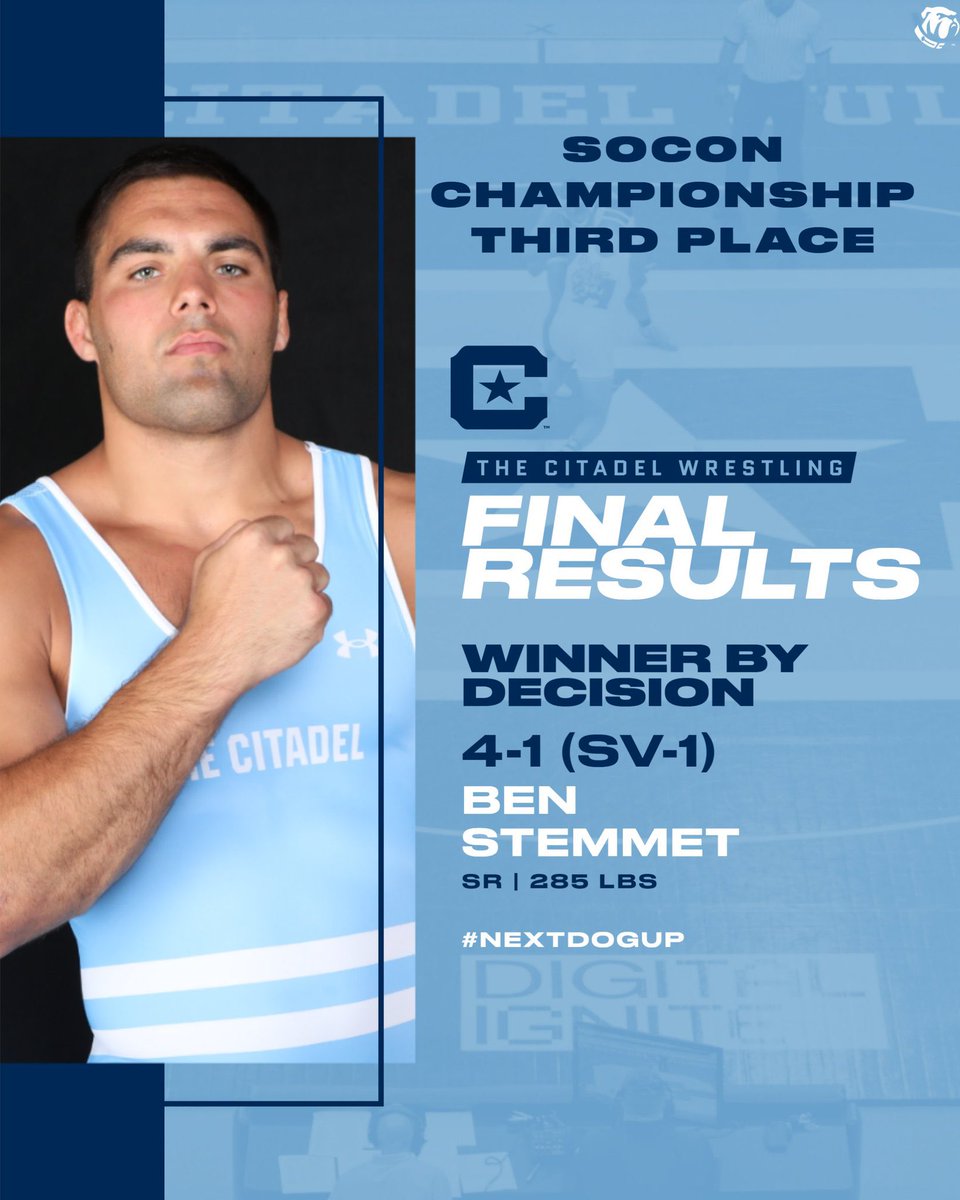 STEMMET GETS THE CLUTCH TAKEDOWN! Ben Stemmet gets a BIG-TIME victory in the third-place bout, topping Davidson's Jake Fernicola behind a dramatic 4-1 sudden victory decision 🔥🏆 #NextDogUp