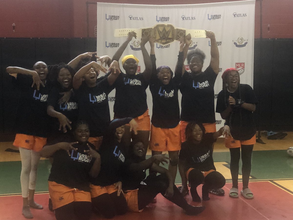 Congrats to women from Memphis and men from Chicago for winning Urban Rugby Championships. Huge thanks to @wwe for the title belts to our new national champs. Changing lives with the sport of rugby. A great rainy day today in DC.