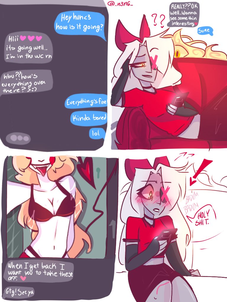 _n3n6_'s tweet photo. a little hc i thought abt yesterday 
(Lazy 6ss drawing tho but oh well)
#chaggie #HazbinHotelCharlie #HazbinHotelVaggie #HazbinHotelFanart https://t.co/5KWpZDzXVR