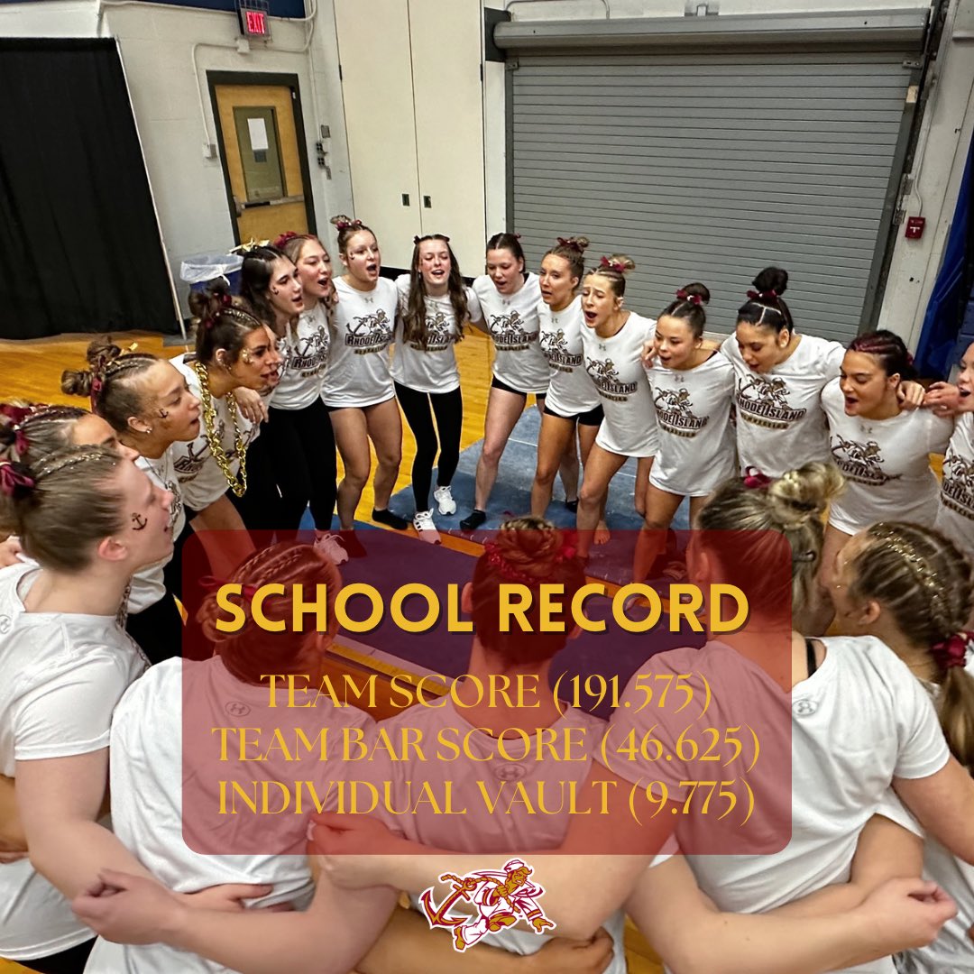 RICGYM's tweet photo. The Anchorwomen are leaving Ithaca with a 3rd place finish, 3 more records, 3 NCGA National Qualifiers &amp; the 2024 NCGA East Gymnast of the Year⚓️ https://t.co/X9tv0G5P8i
