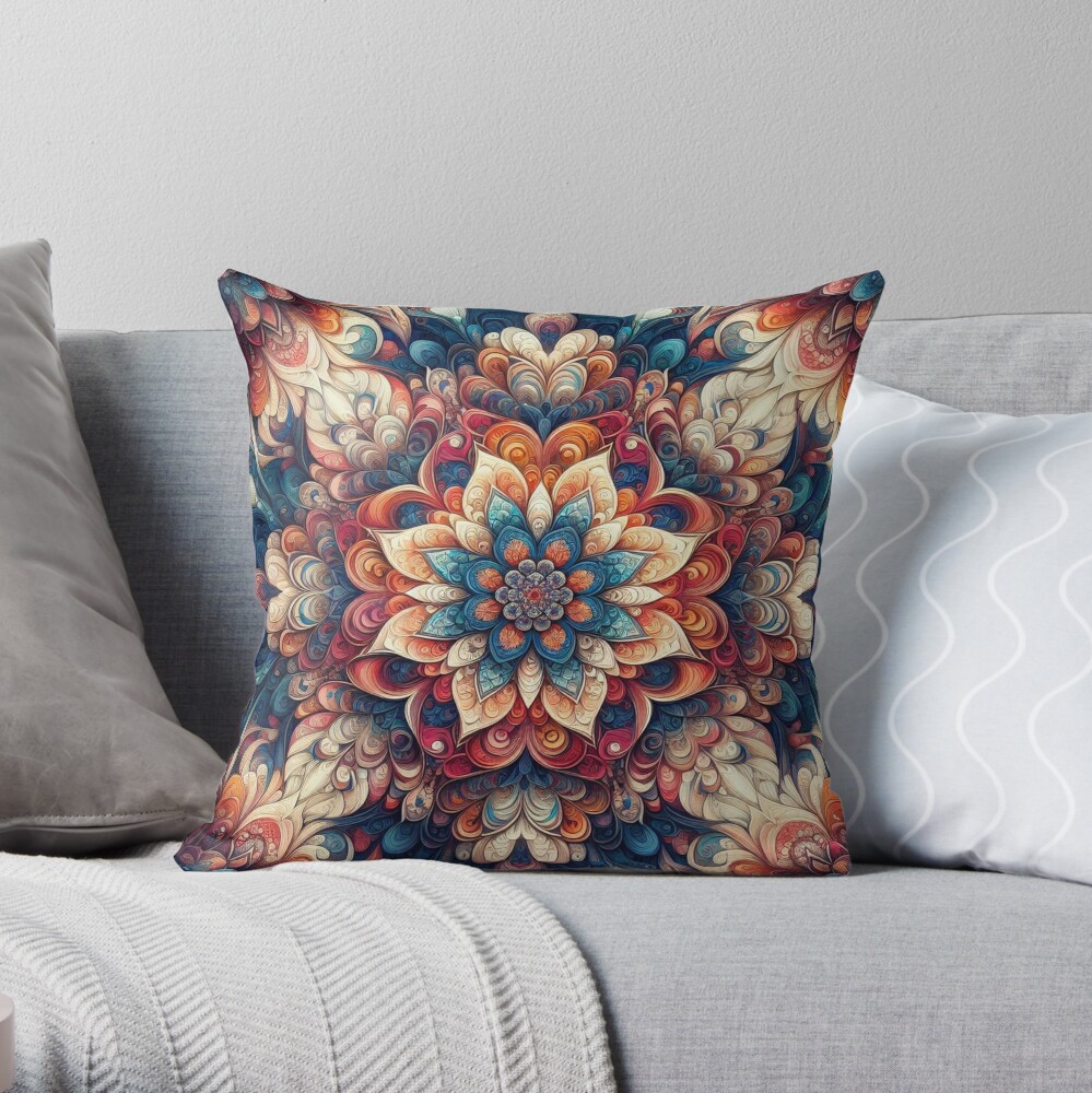 'Add a touch of zen to your space with our chic floral mandala throw pillow. Elevate your decor game! 🌸✨ Get yours now and enjoy special discounts! #throwpillow #homedecor #mandaladesign #flowerpattern #chicdecor #specialoffer'