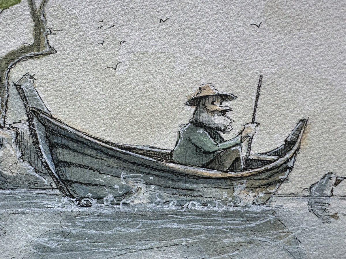 donoghmclaverty's tweet photo. Wee boatman #sketch #watercolour https://t.co/RDn5LxBJ8I