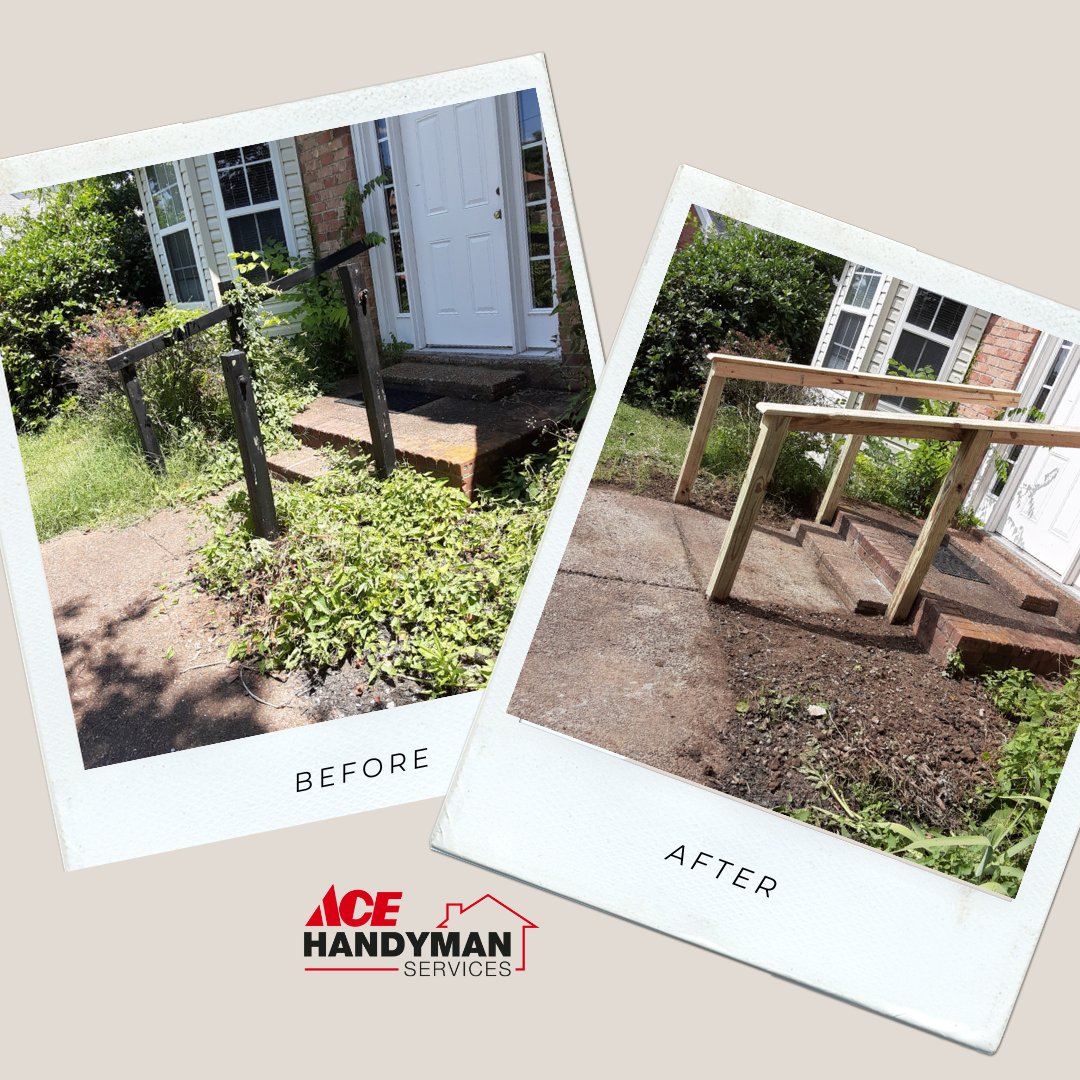 Ensure the stability of your railing with Ace Handyman Services West Nashville's rebuilding expertise. Our skilled team will enhance the strength and durability of your railing foundation. Call 615-581-2288 now to get started. 🤩