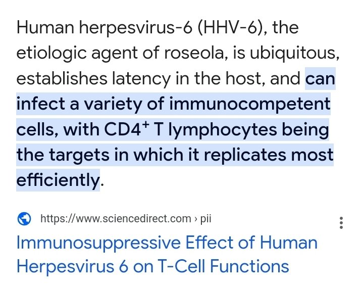 hhv6
(the virus that causes roseola aka sixth disease - and establishes latent viral infection)
sciencedirect.com/science/articl…