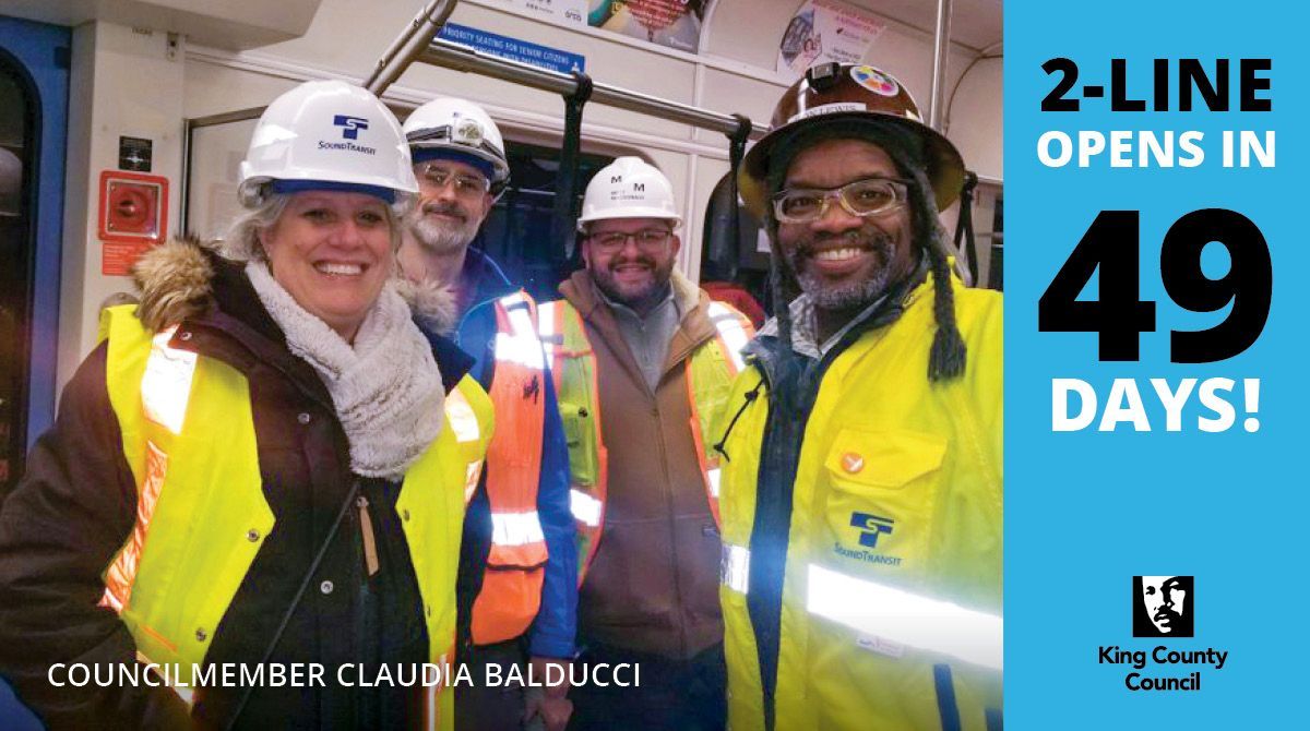 KccClaudia's tweet image. 49 days! In December 2022, after 20 yrs of fighting for light rail and shortly after I proposed the idea of a "starter line", I got to ride light rail on the Eastside for the first time during testing. It was thrilling and I can't wait to ride again! #2Line #CountdownContinues