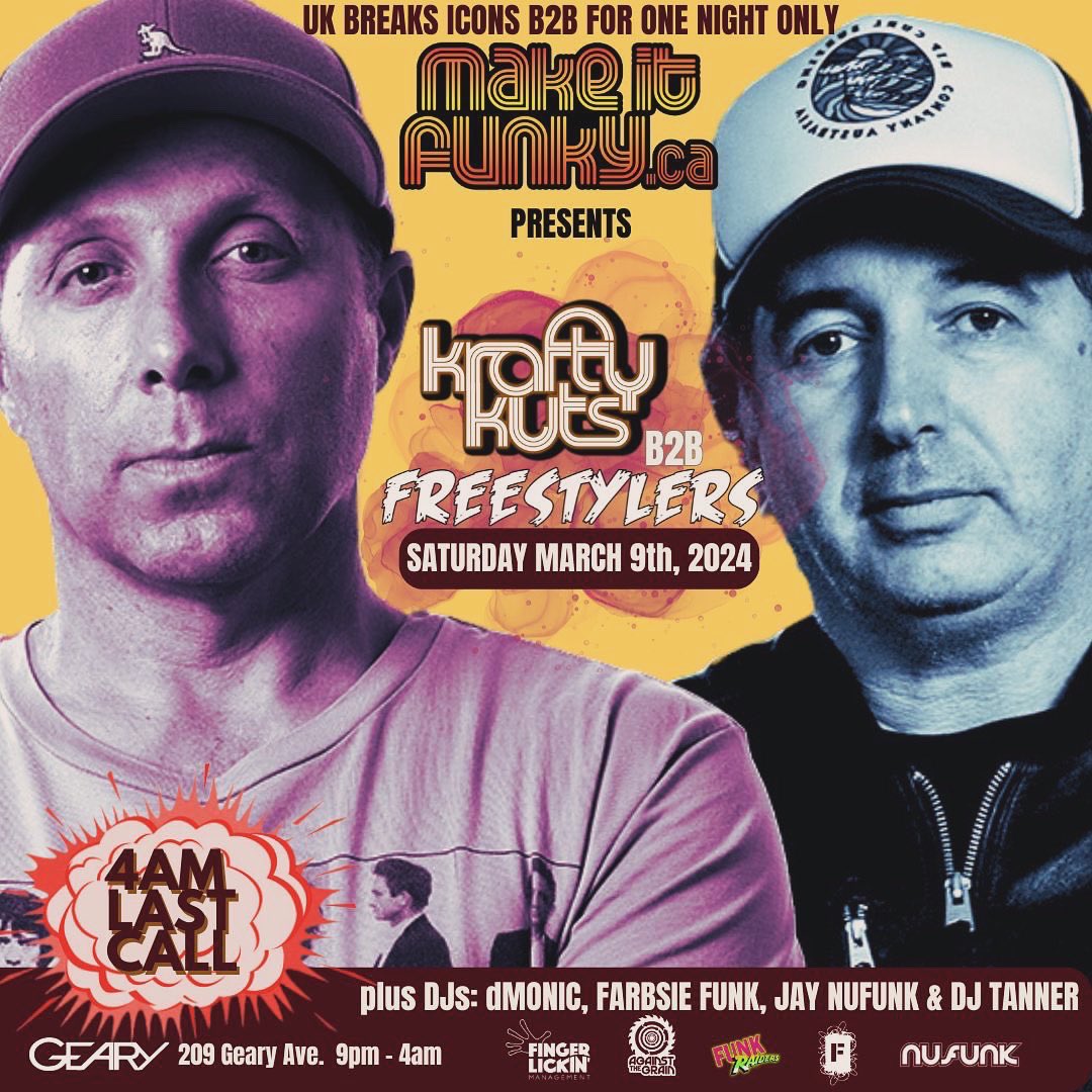 nufunk's tweet image. Tonight’s #MakeItFunky Set Times: 
9 PM  @DJTanner1998 45 set
9:30 PM #DJJayNufunk 45 set
10:15 PM @DJTanner1998 B2B @Farbsie B2B #DJJayNufunk on 45s 1
10 PM @Farbsie Funk vs @DJTanner1998 breaks set
11 PM @Farbsie 
12 AM @Krafty_Kuts Kuts vs @thefreestylers 
3 AM @djdmonic