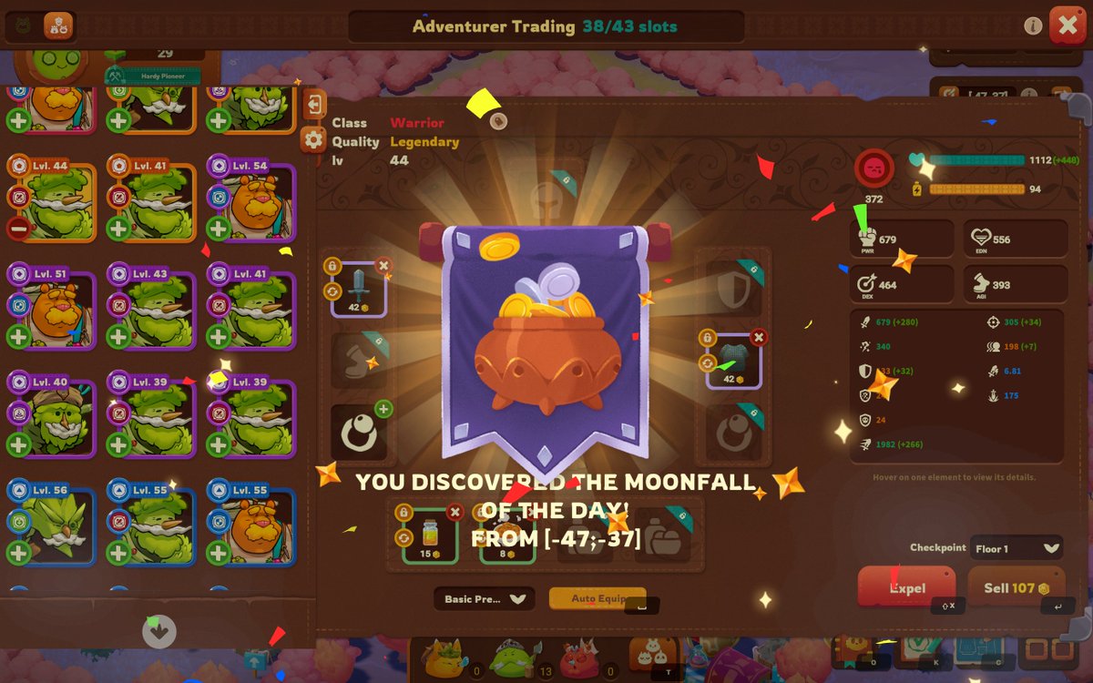 <a href="/AxieInfinity/">Axie Infinity</a> Homeland Beta Moonfall 35!

Passive Adventurer moonfalls are the most gratifying. Approaching 1 thousand hours of play of grinding plot progress, Leveling up adventurers and upgrading gear production.

The luck meta is almost over
x.com/AI_Labs__/stat…
