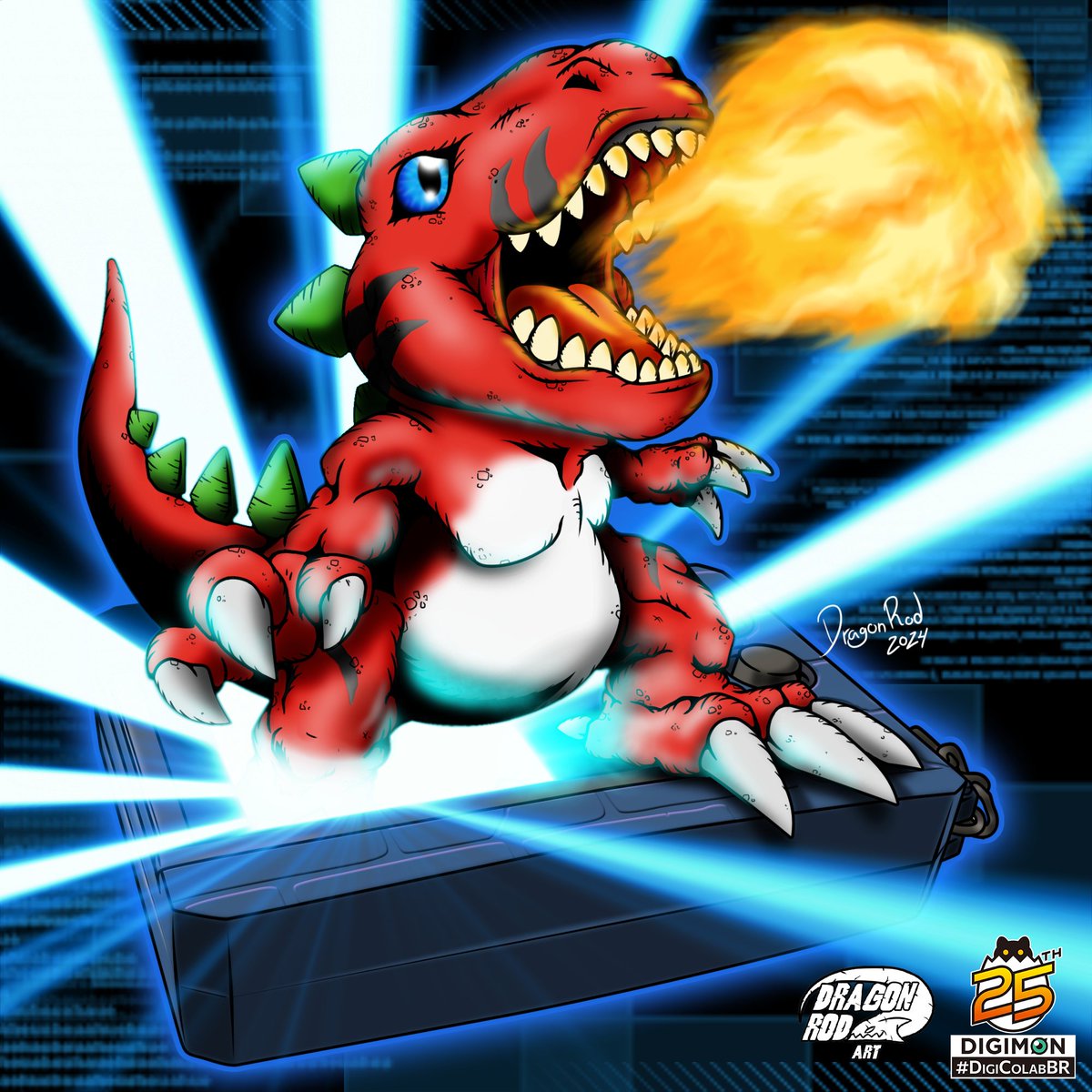 Tyranomon art for the #DigiColabBR . 25 years bringing happiness