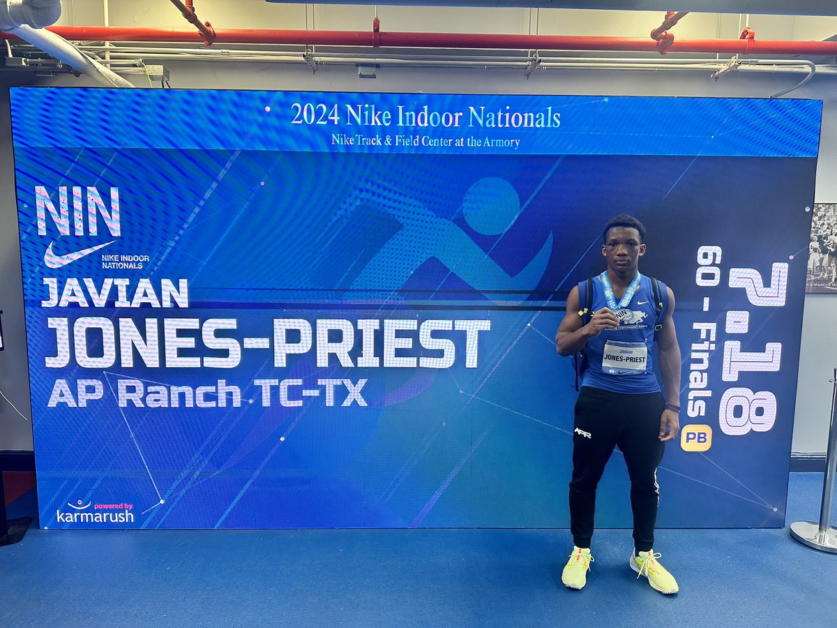 Proud to be bringing a new PR of 7.18 and a silver medal home in the Freshman 60m dash! Thank you Nike Indoor Nationals, see you and that gold next year! #NikeNationals