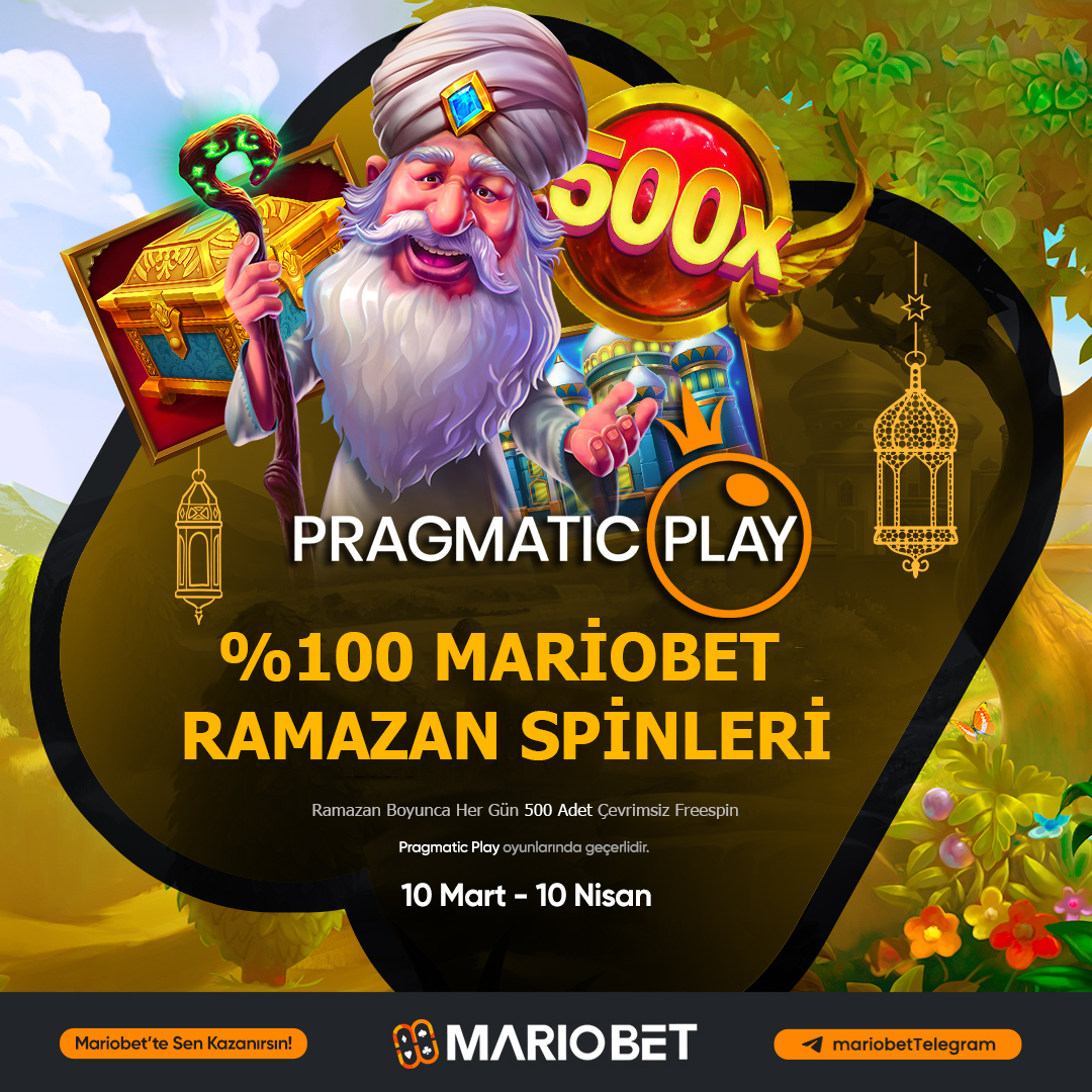 Mariobet %100 Ramazan Spinleri! 🔥Mariobet'te %100 Ramazan Spinleri Pragmatic play slot alanında seni bekliyor! ‼️Yatırımına 500 Freespin %100 Ramazan spinlerin'de! ✉️10 Mart - 10 Nisan arasında tüm yatırımına bonusunu almayı unutma! 👉Mariobet'te Sen kazanırsın!