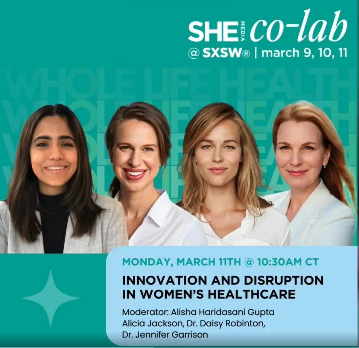 Excited to talk about disruptions in women's health Monday during @SXSW at the #SHEMedia Co-Lab with @DaisyRobinton, @Aliciajackson1, and Alisha Haridasani Gupta 🤩 Wild progress over the past few weeks, let's keep this going! RSVP here: bit.ly/3uV3E6X @SheKnowsMedia