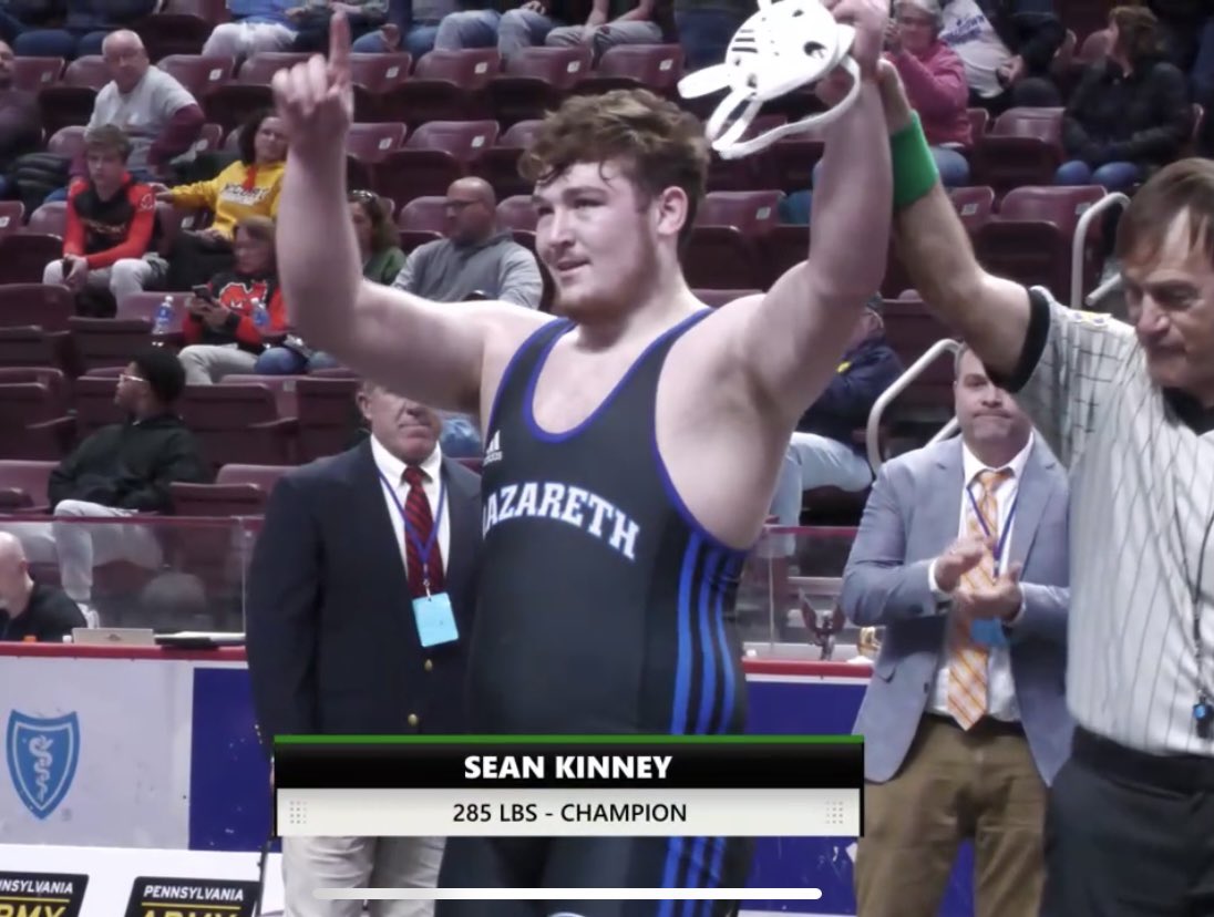 Sean Kinney caps off his amazing wrestling career by winning his 3rd PIAA State Championship!!!

Career record of 125-5, 98 pins, all at heavyweight, one of the best HS heavyweights to ever do it!!!