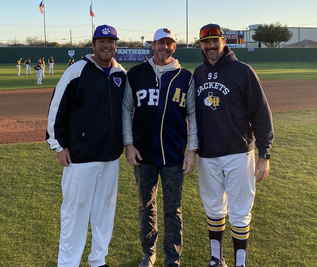 The annual <a href="/PaschalBaseball/">Paschal Panthers Baseball</a> and <a href="/Heights_BSB/">Arlington Heights Baseball</a> coaches photo with board member Wade Smith. #dmmt2024