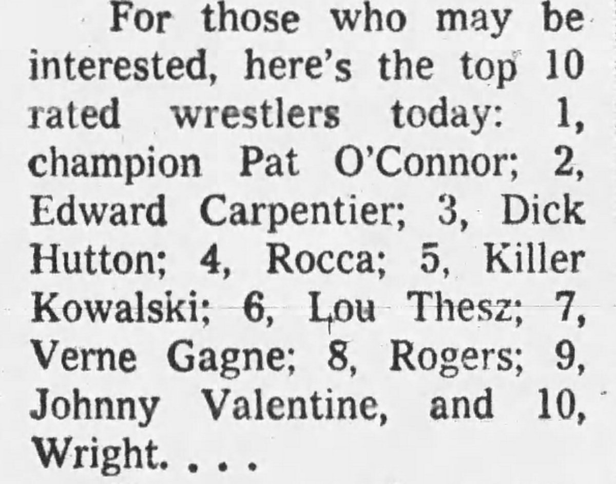 These top ten wrestling ratings were printed in the October 12, 1960 Pasadena Independent. Quite a list and quite an era!