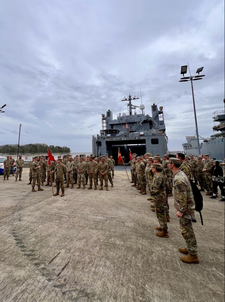 On March 9, 2024, U.S. Army Vessel (USAV) General Frank S. Besson (LSV-1) from the 7th Transportation Brigade (Expeditionary), 3rd Expeditionary Sustainment Command, XVIII Airborne Corps, departed Joint Base Langley-Eustis en route to the Eastern Mediterranean less than 36 hours