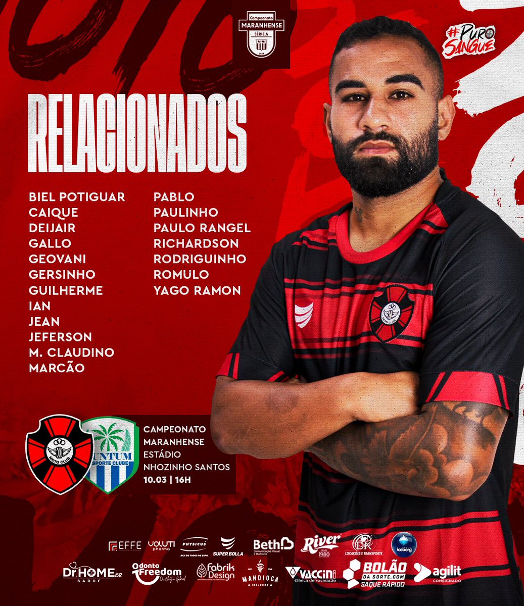 motocluboficial's tweet photo. 📌 Atletas relacionados para o jogo deste domingo (10), as 16h, contra o Tuntum, pela 11ª rodada do Campeonato Maranhense. https://t.co/NhnuuzvFDp