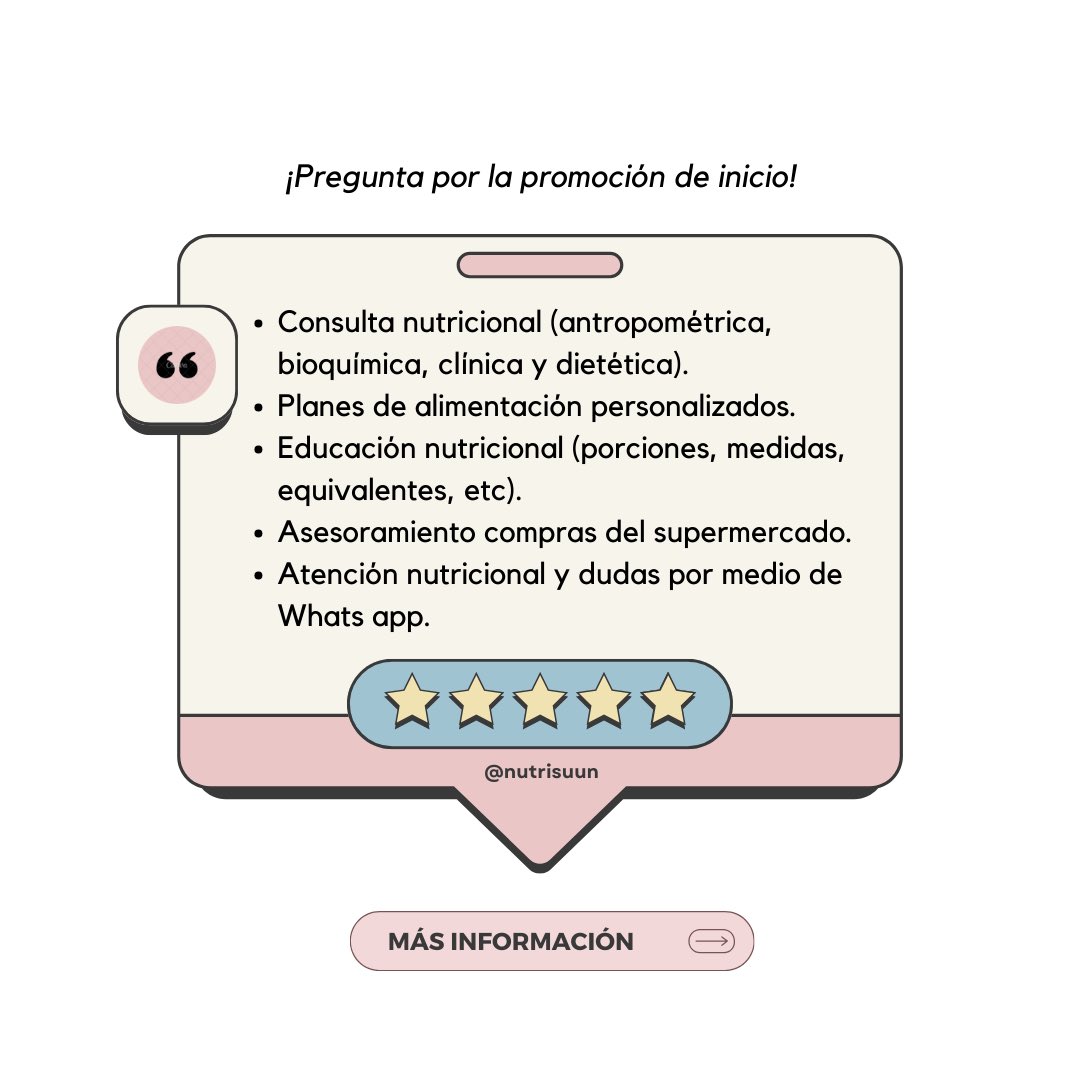 SolCuadras's tweet photo. Hola!! Mi nombre es Sol Cuadras ☀️ soy nutrióloga y acabo de abrir mi consultorio de nutrición! si les interesa cambiar sus hábitos y mejorar su alimentación, aquí tienen mi información, así como las promociones de inicio!💖

Agenda tu cita en:
Insta @nutrisuun
O al 6681027454 🌸 https://t.co/hxR79YKeBs