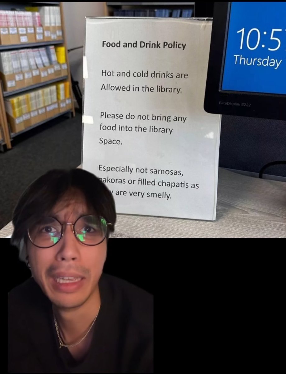 Another racist & Indian-phobic sign in a library in NY! They pointed out #IndianFoods but did not mention a tuna sandwich or salad, which is the smelliest food!
This is how rampant #Hinduphobia is in these countries.
But we crave to immigrate & then cry when they treat us sh!t!