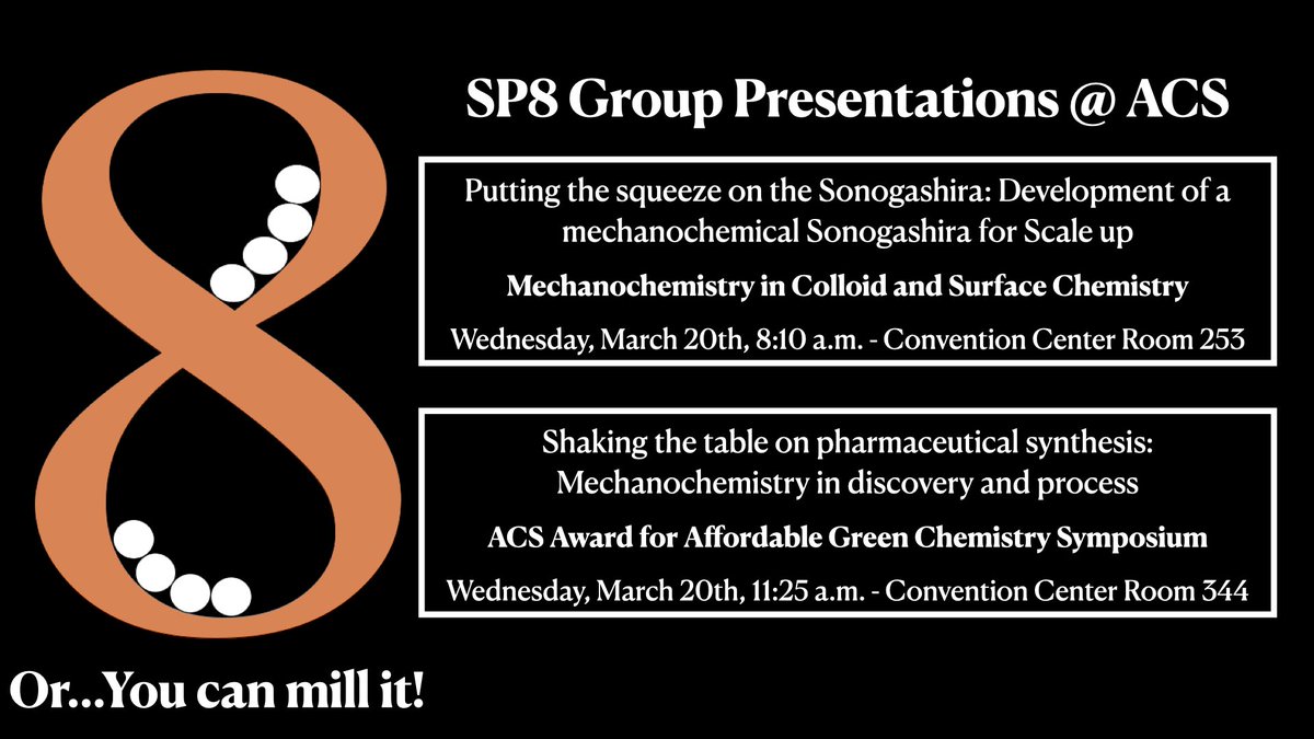 Or…You can mill it! I’ll be at ACS for the first time as a PI. Feel free to come by to either of my talks. Looking forward to showcasing some exciting work.