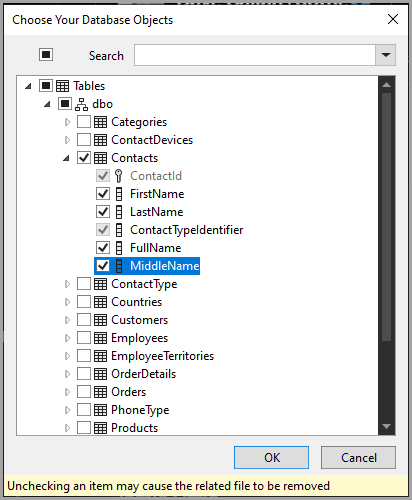 @pavozo @Dave_DotNet Also, check add a table, check then uncheck removes a table. Below I reran EF Power Tools, first time no middle name second time its added.