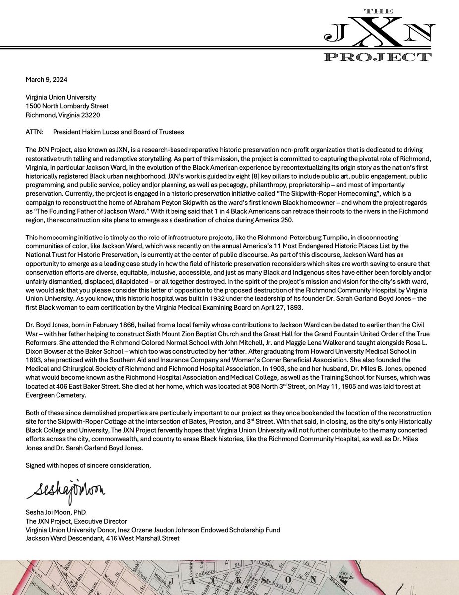 The JXN Project’s official statement on the proposed destruction of the Richmond Community Hospital by Virginia Union University. #jacksonward