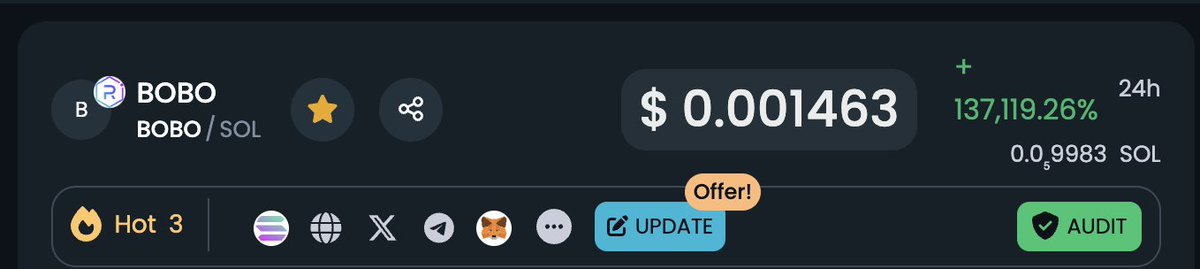 Dextools updated for the community + top 3 hot pairs! 

$BOBO $SOL 

dextools.io/app/en/solana/…