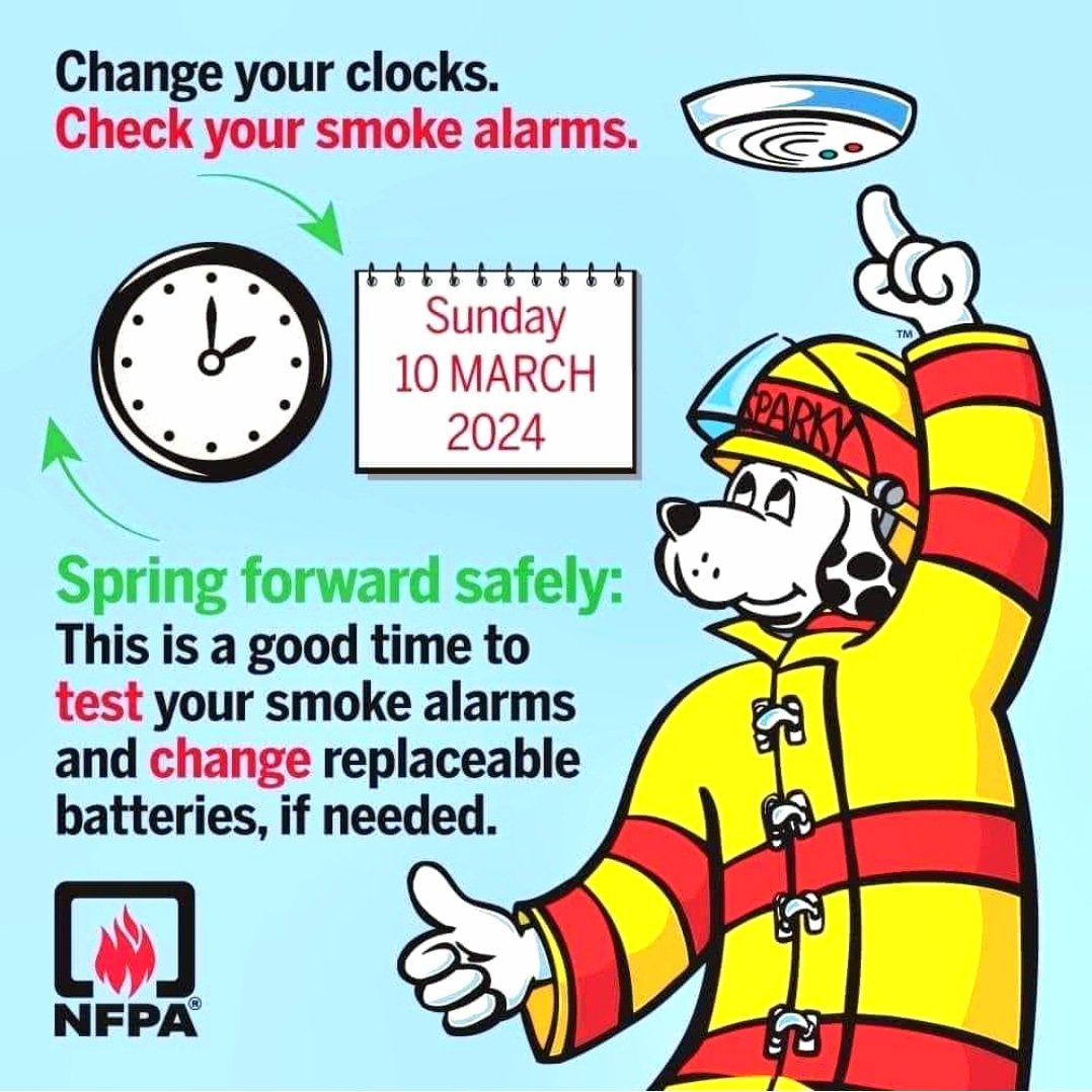 Time to spring forward Michigan ✨️ Check your smoke alarms Practice your home fire drill Check your CO Detectors Be a life safety hero for your family!