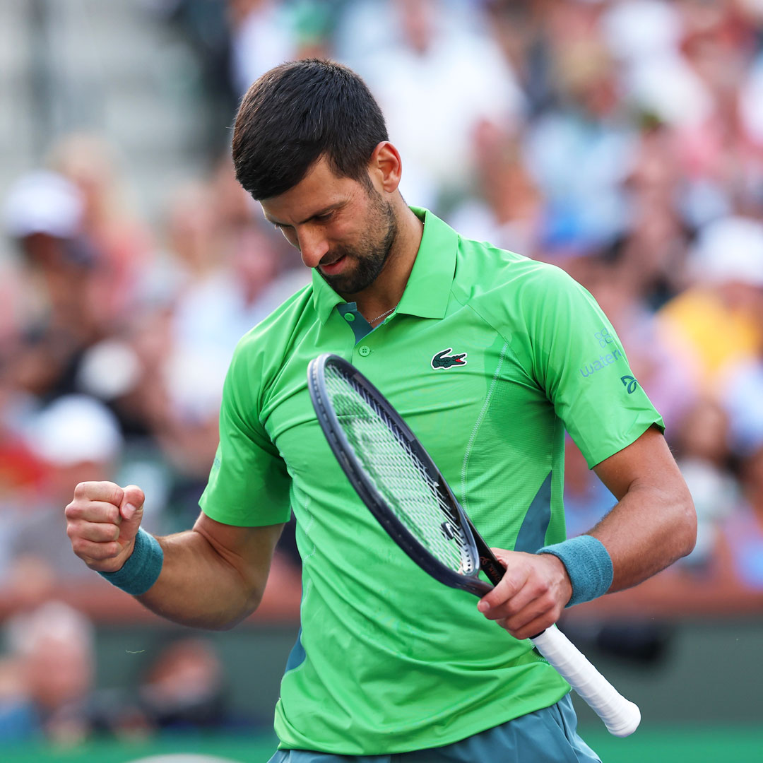 BNPPARIBASOPEN's tweet photo. The Djoker is back 🙌

@DjokerNole returns to the desert with a 6-2 5-7 6-3 win over Vukic.

#IndianWells | #TennisParadise https://t.co/8er07CM7L1