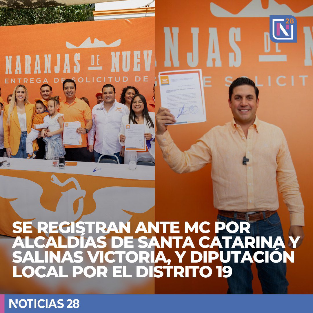 Este sábado siguió avanzando la presentación de solicitudes ante Movimiento Ciudadano para puestos de elección popular.

Jesús Nava y Marisol González acudieron a presentar su solicitud interna para buscar la alcaldía y el distrito 19 local de Santa Catarina, respectivamente.