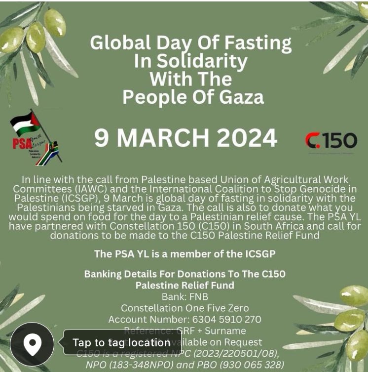 Today I answered the Internatl Coalition To Stop Genocide In Palestine (ICSGP) &amp; fasted in solidarity w/#Palestinians being starved in #Gaza &amp; donated the food cost to C150 Palestine Relief Fund. It’s not too latate to donate!! <a href="/Blacks4Peace/">Black Alliance for Peace</a> is a founding member of the #ICSGP.