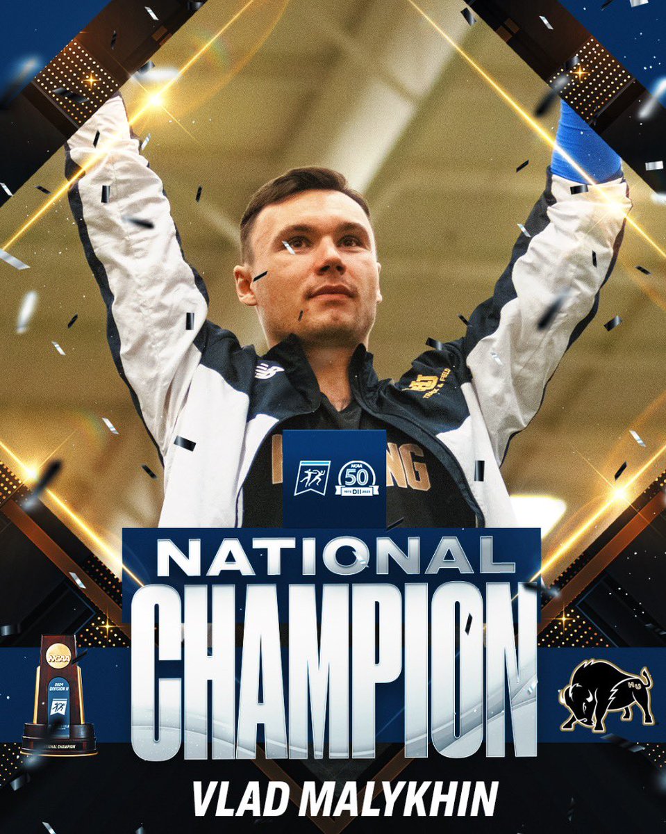 Vlad Malykhin of @HardingSports is your #D2MITF National Champion in the pole vault with a mark of 5.60 🦬 #MakeItYours