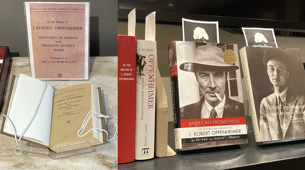 PalmeriJoAnn's tweet photo. #SpecialCollections Image-A-Day 📚⚛️
A look at some of the #Oppenheimer & #AtomicEra materials on display and available for browsing in the 5th Floor Special Research Collections @OU_Libraries https://t.co/BCppzKOM0x #Oscars2024 #HistPhys #HistSTM #USHistory https://t.co/alC4MclhXh