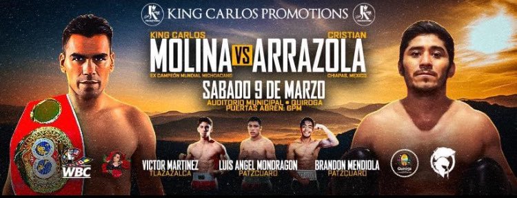 Esta noche #boxeo desde Quiroga, Michoacán con <a href="/kingCarlosMX/">KingCarlosMolina</a>  en Facebook facebook.com/kingcarlos83?m… 🥊🥊🥊 con <a href="/juan_obregon1/">Juan Obregón</a>  ahí nos vemos.