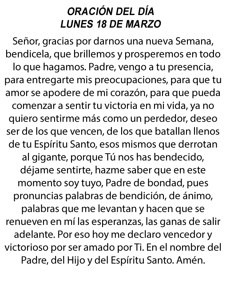 MiOracionDiaria's tweet photo. Oración del día lunes 18 de marzo de 2024. https://t.co/LlZ2pqKWRs