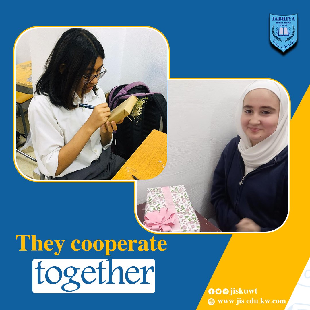 We believe in the spirit of cooperation between children
Therefore, we promote joint student activities that support those who cooperate together to build healthy relationships between students and each other.
Jabriya Indian School
25340836
#jabriya_indian_school #EducationChoice