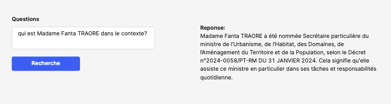 Imaginez si vous pouviez tout savoir sur le Mali : toutes les lois et décrets, les nominations ministérielles, qui a occupé quelles fonctions, etc...

J'ai configuré une IA avec les journaux officiels de 2024.

Il suffit de poser une question, et l'IA va lire les documents et