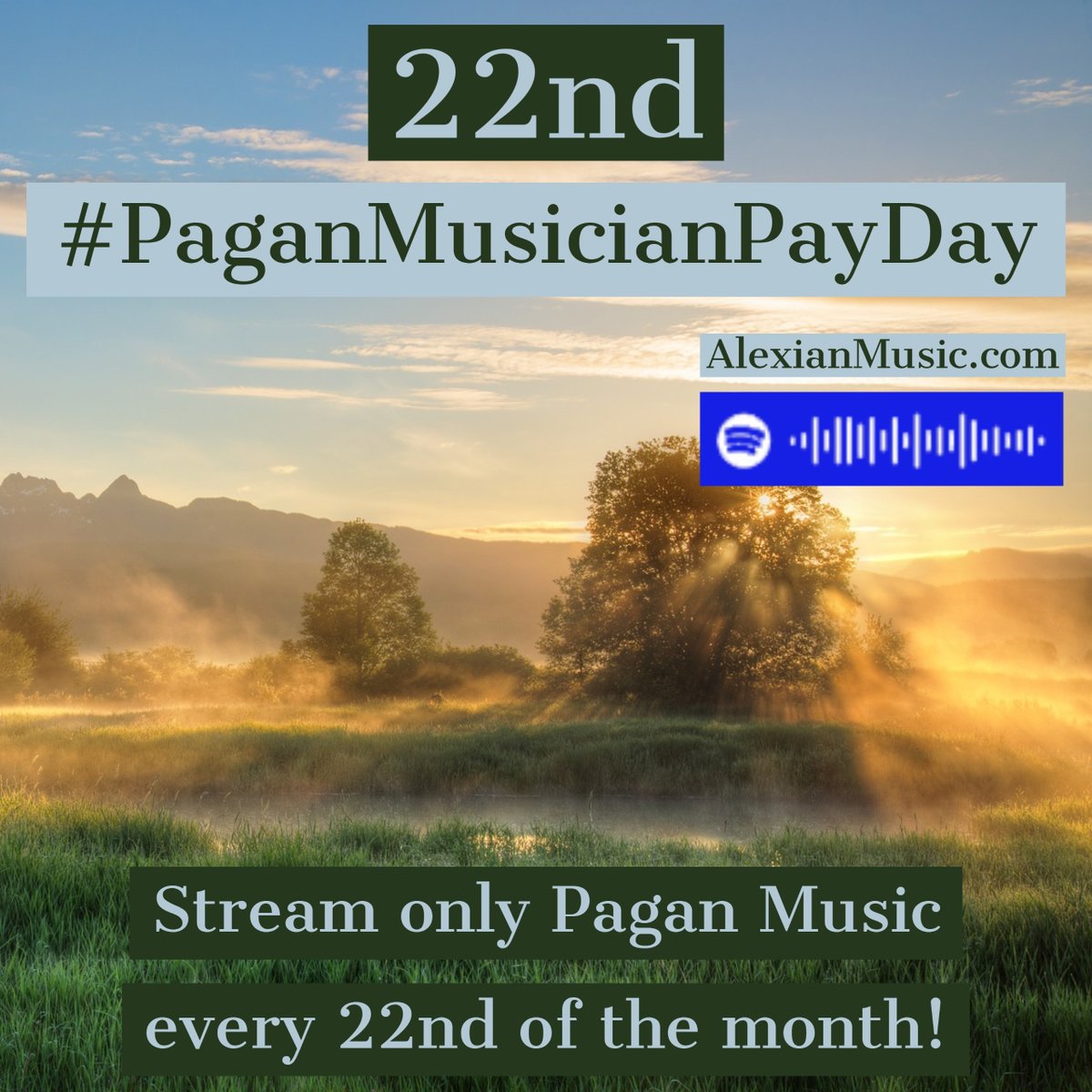 lordalexian's tweet photo. It's the 22nd! ONLY STREAM PAGAN MUSIC ALL DAY! Support Pagan Musicians! I hope you'll include me in UR playlist! SHARE THIS ON EVERY 22nd!  #PaganMusicianPayDay #paganmusic #witchmusic #witchsong #songwitch #wiccanmusic #music #indie #indiemusic #indeartist #underground https://t.co/SUPIaD5U9J