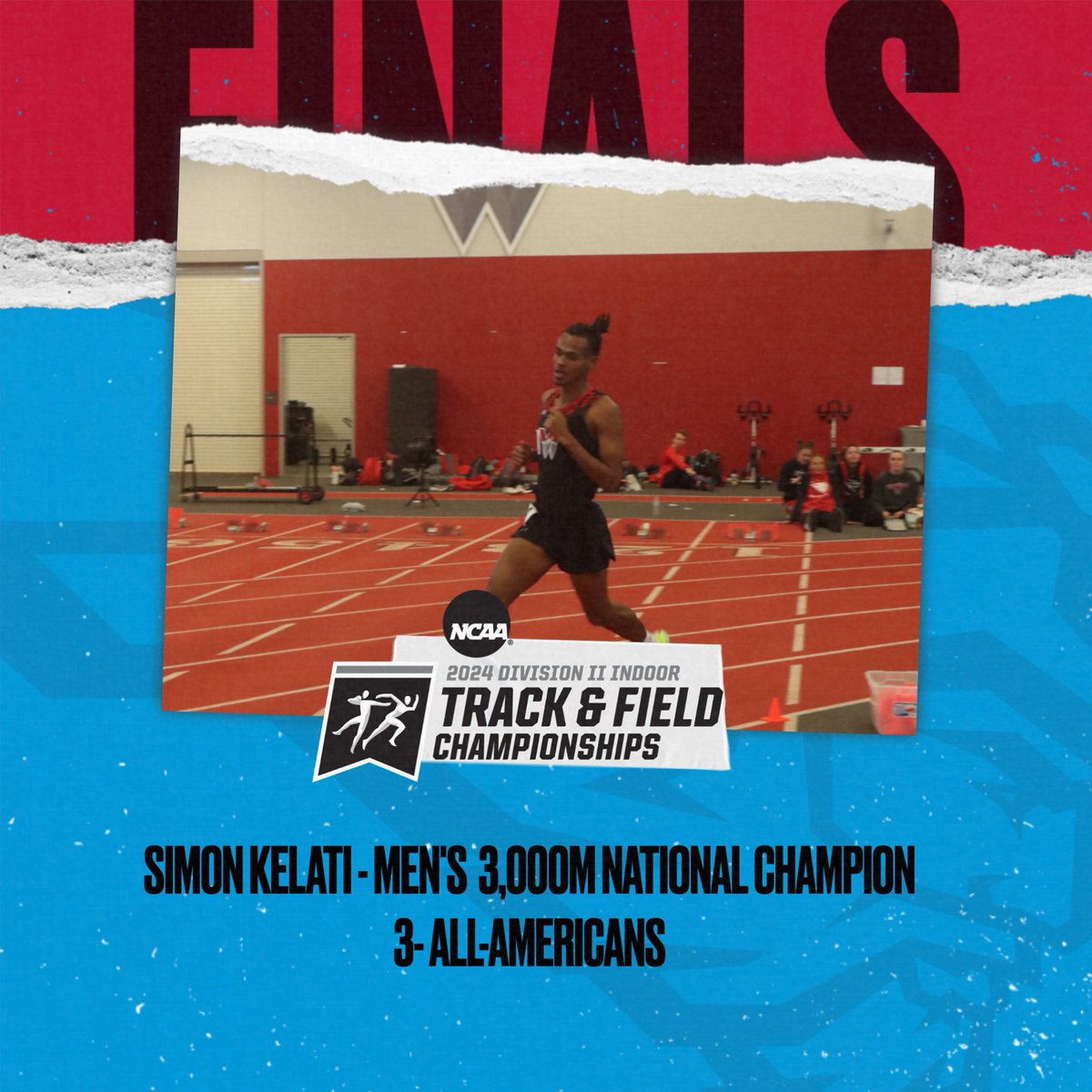 The Mountaineers are bringing home some hardware to close the Indoor season as Simon Kelati is the national champion in the men's 3,000m! Western Colorado also earned three All-American titles on the second day of the national meet!