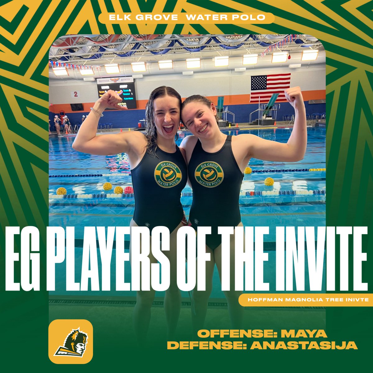 These two worked very hard in all three games of the Hoffman Estates Invite today! 💪🏼 Our offensive player of the game is Maya and our defensive player of the game is Ana! Keep up the good work, girls! 🤽‍♀️