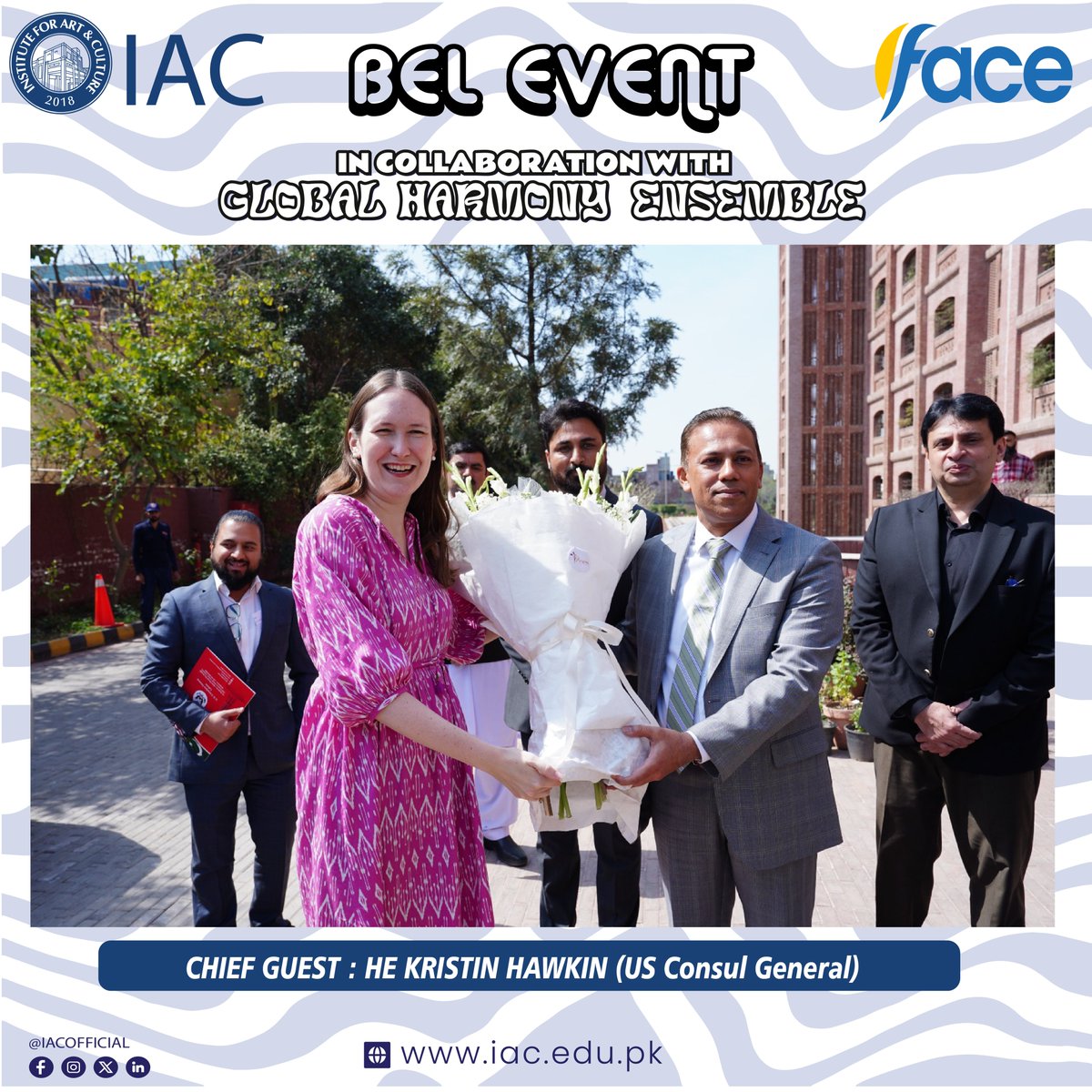 iacofficials's tweet photo. A MOMENTOUS OCCASION FOR IAC!
HE, the US Consul General KRISTIN HAWKIN, visited IAC to attend a Musical Event as a CHIEF GUEST, arranged by the US Embassy &amp; FACE in collaboration with IAC, to promote &amp; exchange Art &amp; Culture.

https://t.co/8egkDa9vwQ
#facepakistan #iacofficials https://t.co/EPGJWb9fB8