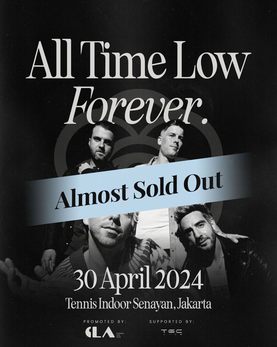 CreativeDisc's tweet photo. ‼️ ALMOST SOLD OUT ‼️
Secure yours before it's too late! Tickets are vanishing quickly!👀

All Time Low Live in Jakarta tickets available exclusively at https://t.co/V0op4l8xJQ

#AllTimeLow #AllTimeLowJakarta #AllTimeLowLiveInJakarta #ATLForever #ChakraLiveAsia https://t.co/ENvukHLFVp