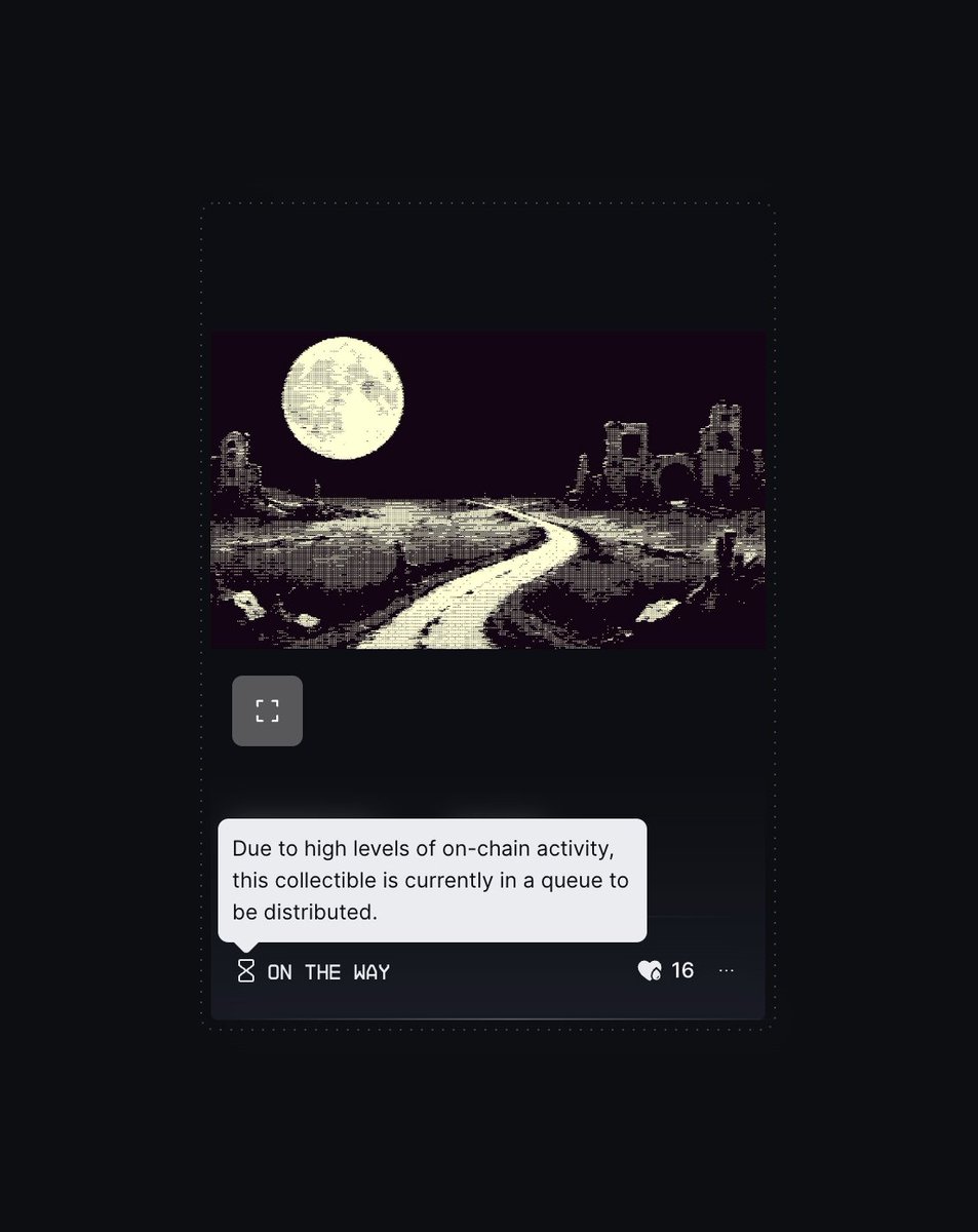 ⌛ Introducing "On The Way".

With record activity on Solana, DRiP collectibles can take a little longer to be delivered.

Now, see all of your collectibles in DRiP the moment they are uploaded. Think of it as a preview of what will eventually be minted and sent to your wallet.