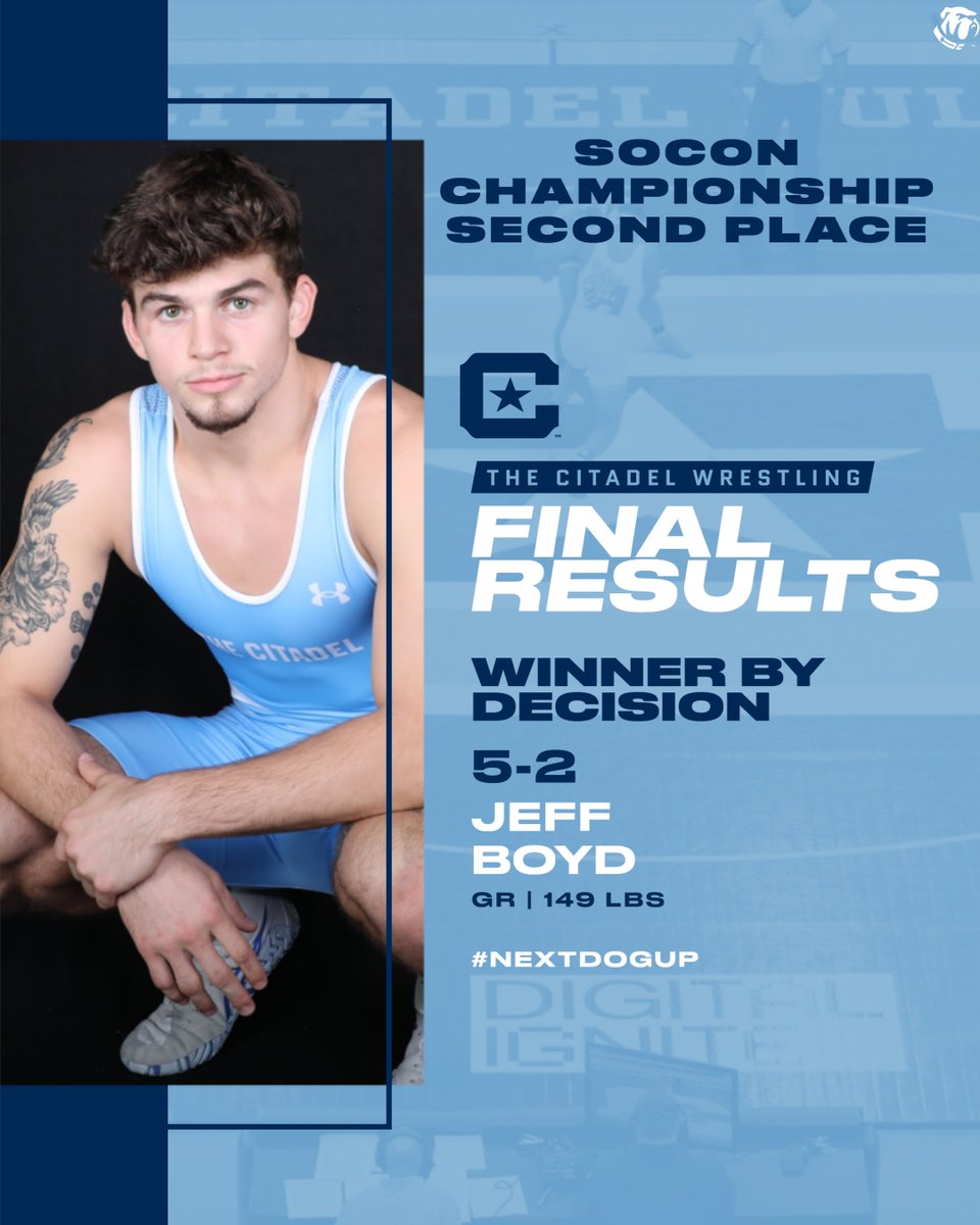 PUNCH THAT TICKET 🎟️ Jeff Boyd (149) orchestrates an elite performance in the true second-place bout, generating a second-period takedown en route to a 5-2 decision! Victory in hand, Boyd officially locks in an automatic berth to the @NCAAWrestling Championships 🏆 #NextDogUp