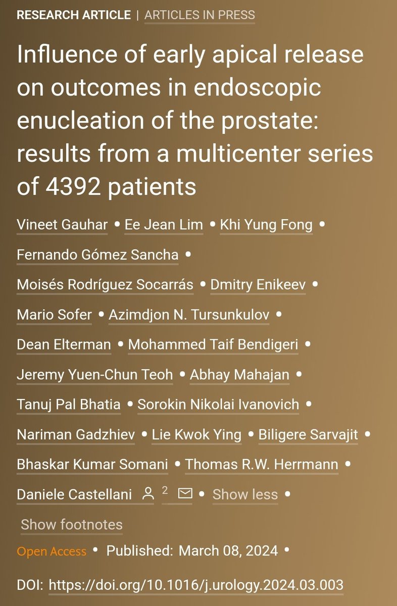 goldjournal.net/article/S0090-… DO U KNOW? EAR in real world done with any ✔️technique ✔️laser ✔️size ✔️age ✔️anesthesia affects immediate outcome @doc_sarvajit @endoAzim #UroSoMe #REAP @ProstateMatters #AEEP 🙏@urogoldjournal @Endo_Society @SIU_urology @Endo_Sec_Eua @EAUYAUrology